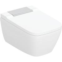 Подвесной унитаз-биде Geberit AquaClean Sela угловой: белый / покрытие KeraTect, Декоративная панель: хром / Высокоглянцевое покрытие