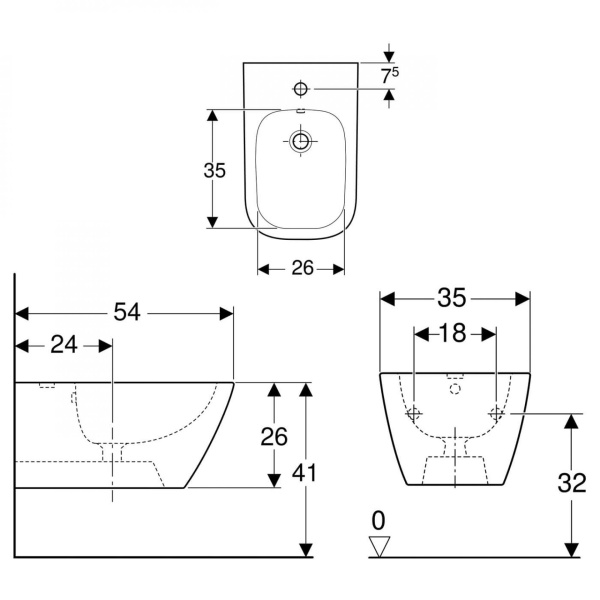 Подвесное биде Geberit Smyle Square 500.209.01.1 белый