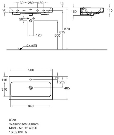 Раковина 90 см Geberit iCon 124090000