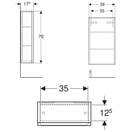 Подвесной шкаф Geberit Renova Plan с одной дверью: B=39см, H=70см, T=17.3см, Темно-серый / Матовый