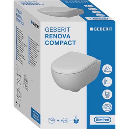Унитаз подвесной Geberit Renova Compact 500.803.00.1 безободковый с сиденьем микролифт