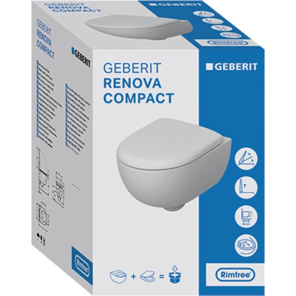 Унитаз подвесной Geberit Renova Compact 500.803.00.1 безободковый с сиденьем микролифт