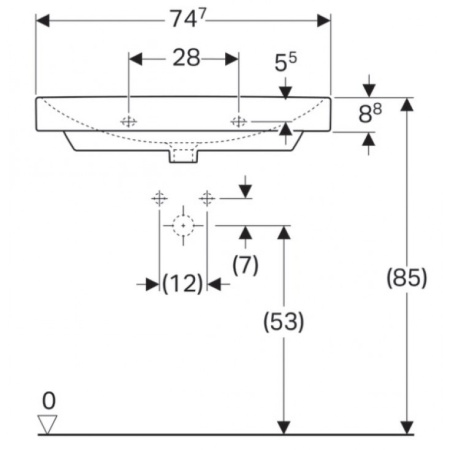Раковина Geberit Smyle Square 75x48 500.249.01.1