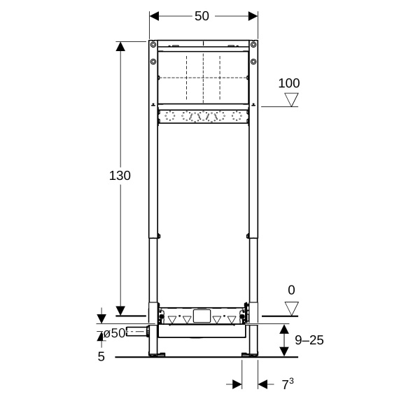 Монтажный элемент для душевых систем Geberit Duofix, 130 см, с внутристенным трапом CleanWall, встраиваемый в стену смеситель скрытого монтажа