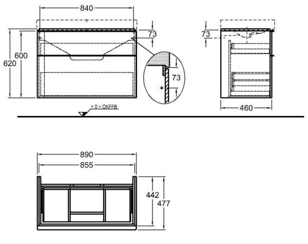 Тумба под раковину 90 см Geberit iCon 841392000